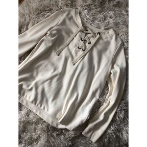 NWOT Lace up pullover sweatshirt